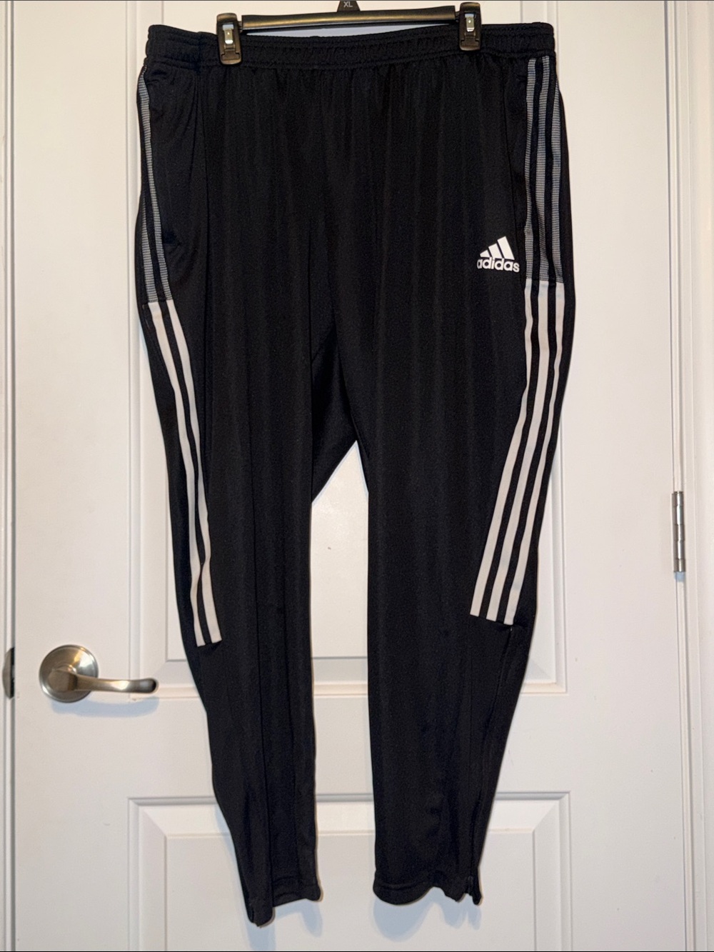 adidas Black Track Pants with White Three-Stripe Accents